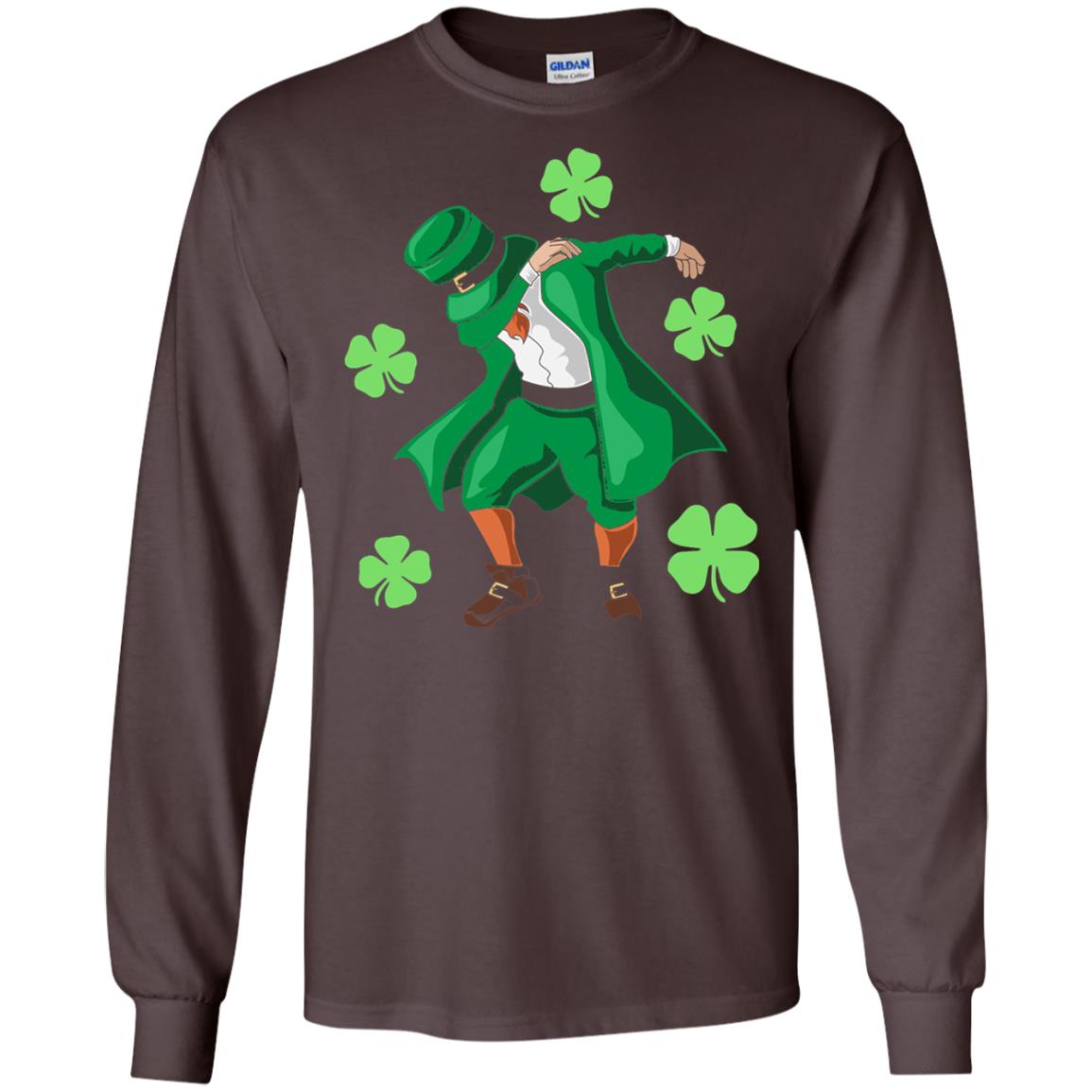 Funny Dabbing Leprechaun St. Patricks Day T-shirt Dark Chocolate
