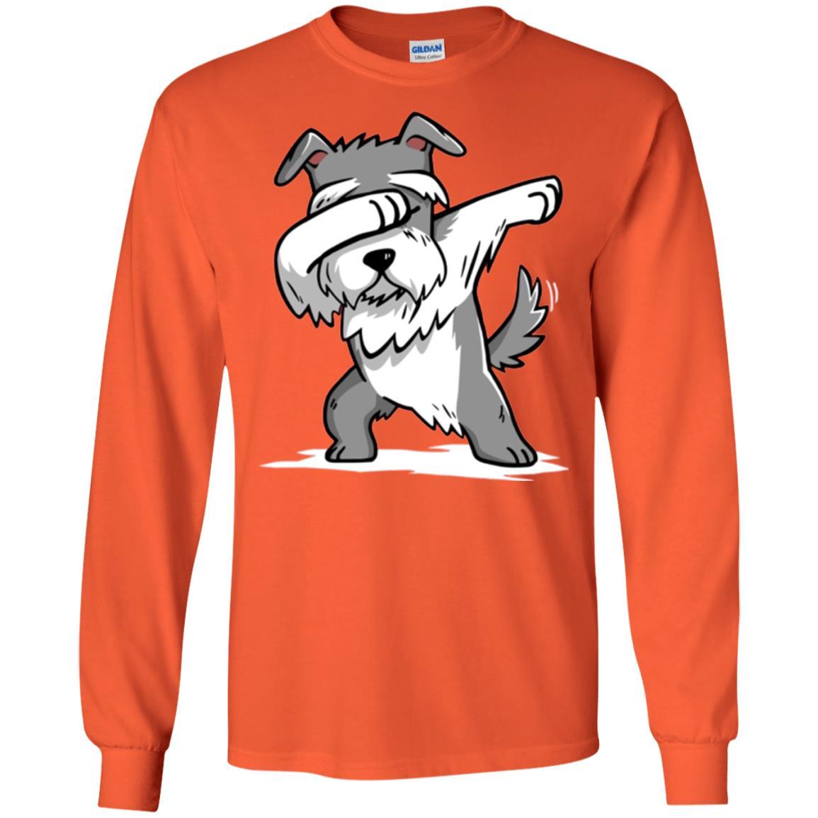 Dog Lover T-shirt Miniature Schnauzer Cute Dabbing Orange
