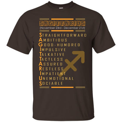 Sagittarius Birthday Shirt Straightforward Ambitious Good Humored Impulsive Talkative Dark Chocolate