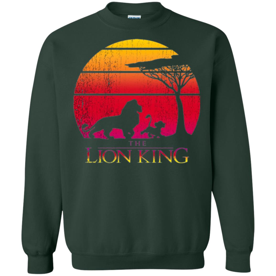 Cartoon T-shirt Lion King Vintage Sunset Forest Green