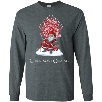 Funny Christmas T-shirt Santa Candy Cane Throne Dark Heather