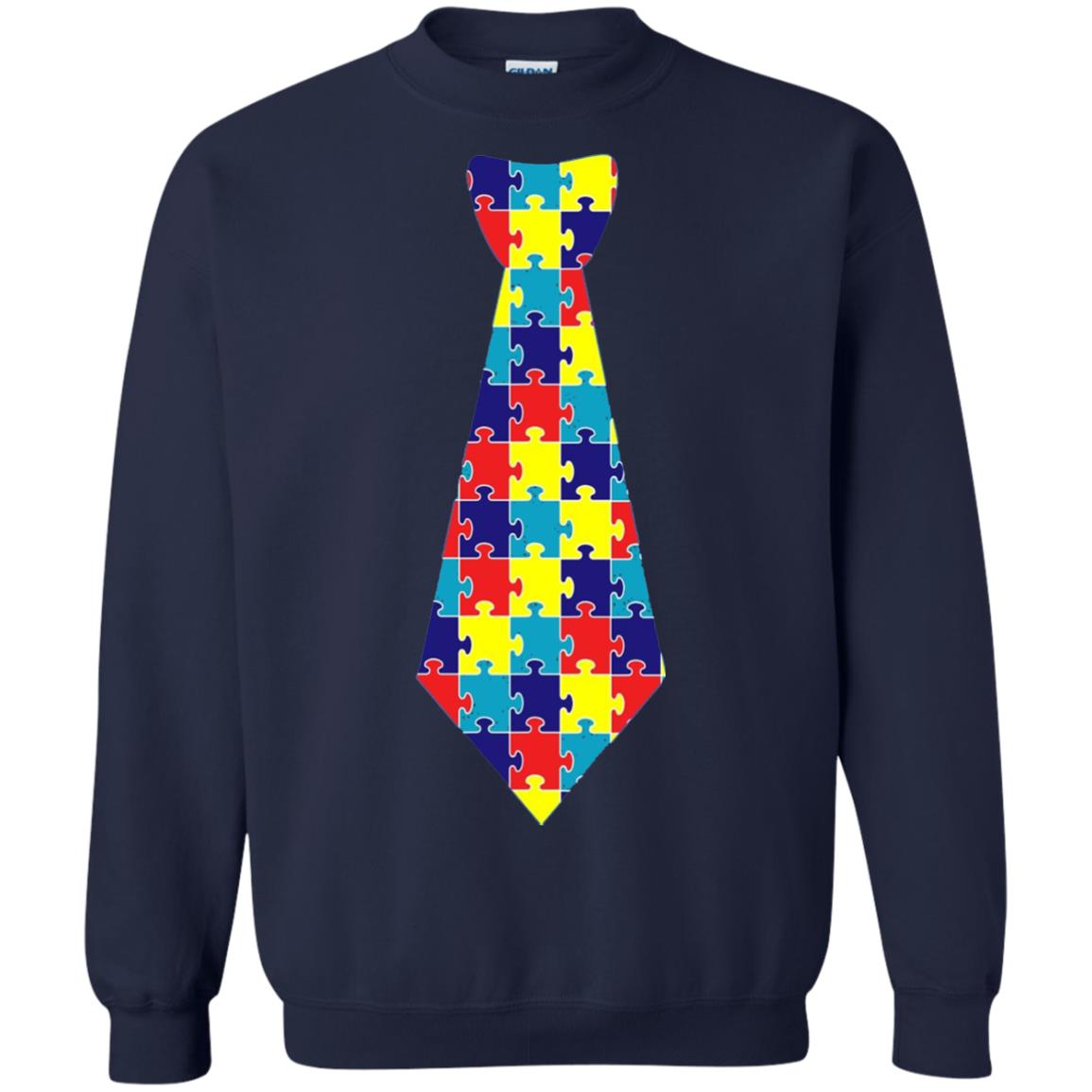 Autism Awareness T-shirt Puzzle Neck Tie 2018 Navy