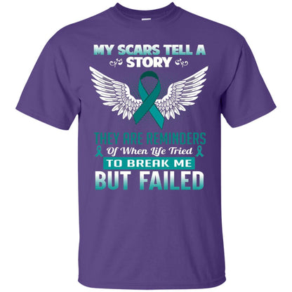 My Scars Tell A Story Ovarian Cancer Awareness T-shirt Purple