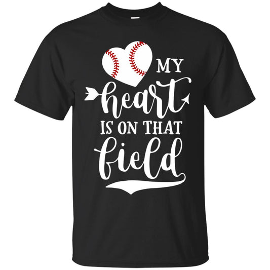 My Heart Is On That Field Softball Mom Shirt Black