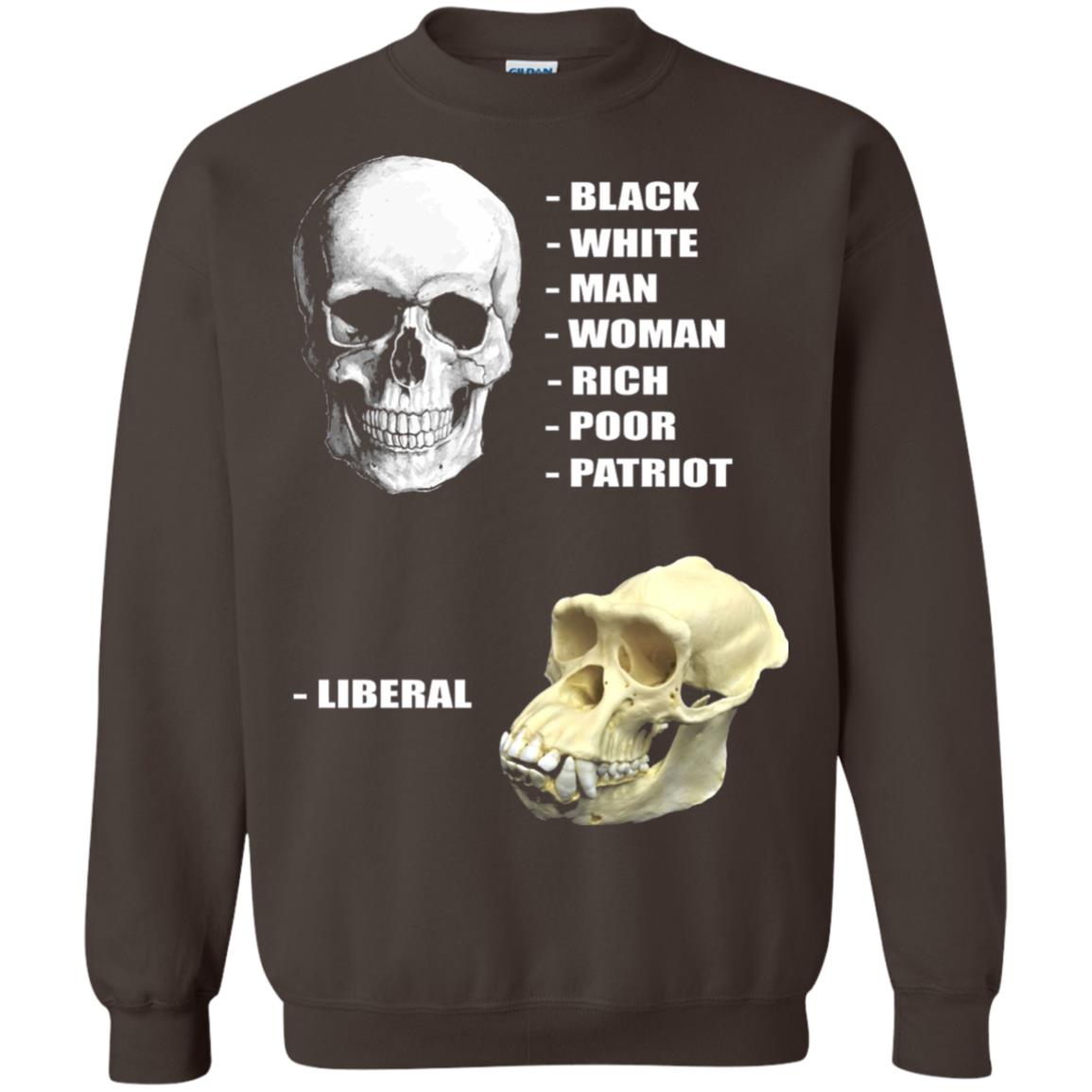 Funny Cool Skulls T-shirt Modern America Patriot Liberal Dark Chocolate