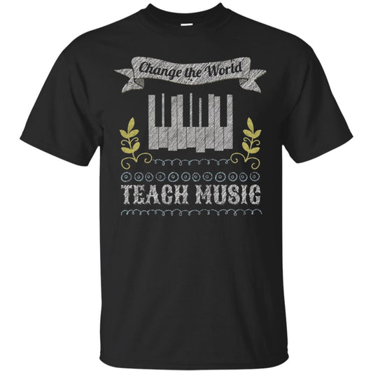 Piano Teacher Shirts Change World Teach Music Black