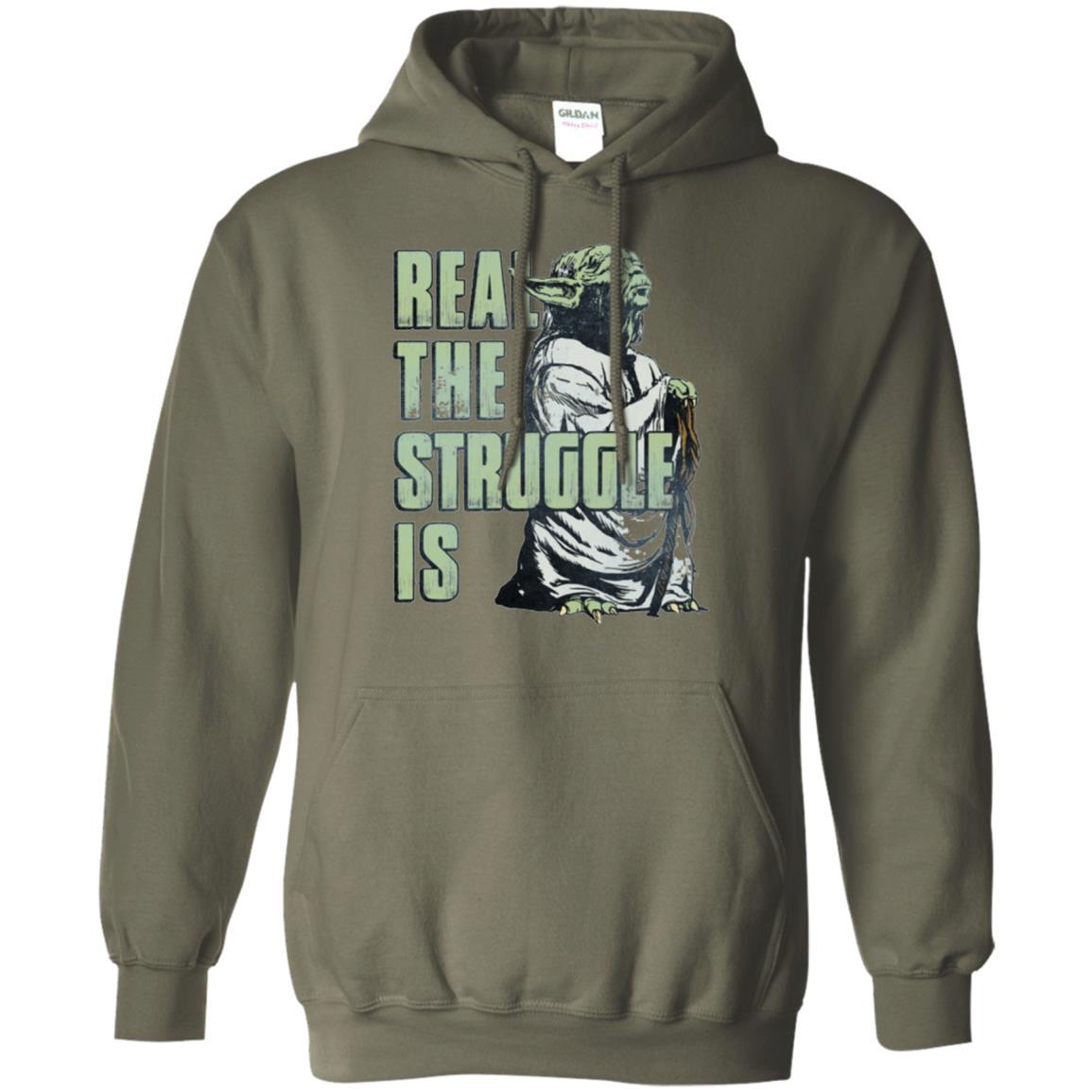 Film T-shirt Star Wars Yoda Real The Struggle Is Graphic Military Green