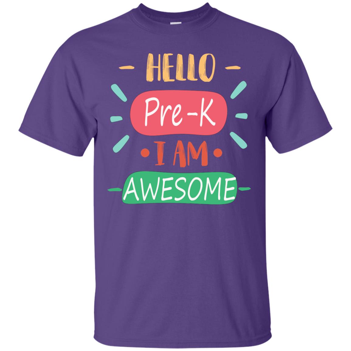 Hello Pre-k Grade I Am Awesome Pre-k Back To School First Day Of School Shirt Purple