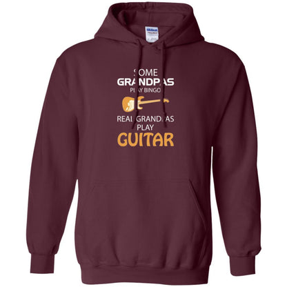Papa T-shirt Some Grandpas Play Bingo Real Grandpas Play Guitar Maroon