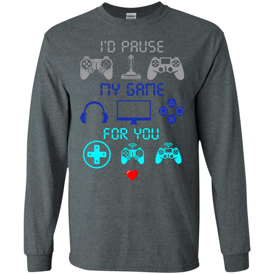 Gamer T-shirt I'd Pause My Game For You Dark Heather
