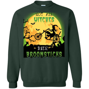 Not All Witches Ride Broomsticks Witches Ride A Motorcycle Funny Halloween ShirtG180 Gildan Crewneck Pullover Sweatshirt 8 oz.