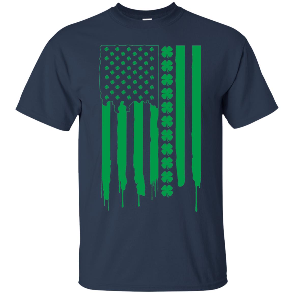 Irish American Flag St Patrick_s Day T-shirt Navy