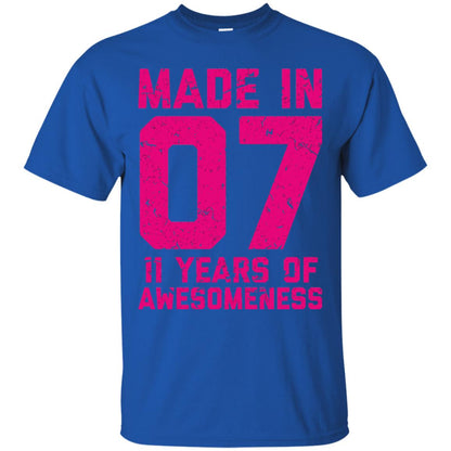 Made In 07 Age 11 Eleven Years Of Awesomeness T-shirt Royal