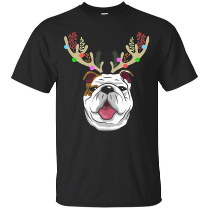 Dog Lovers T-shirt Funny Bulldogs With Antlers Black