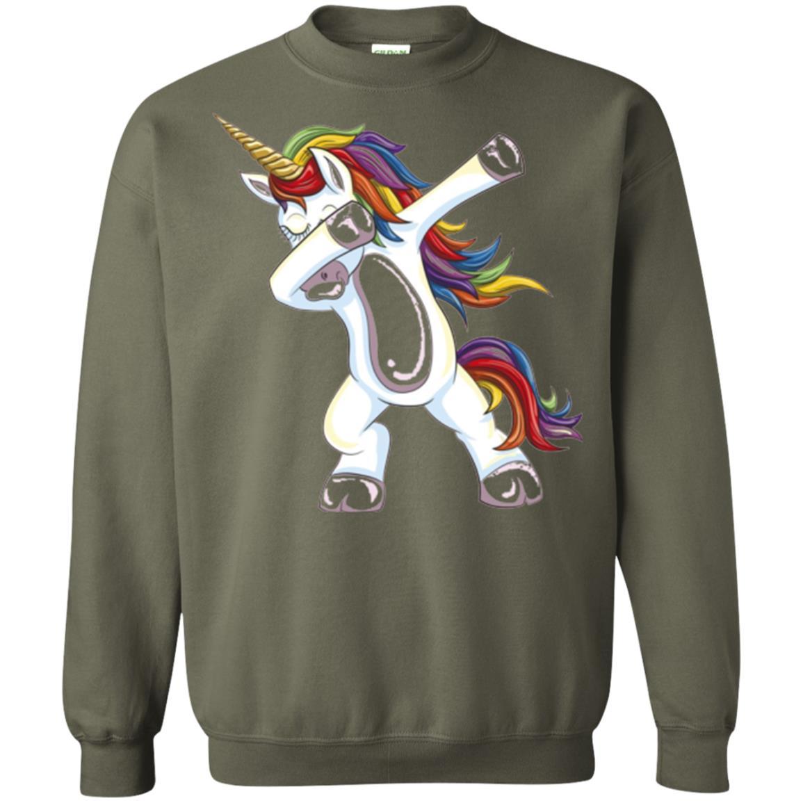 Funny Unicorn T-shirt Dabbing Unicorn T-shirt Military Green