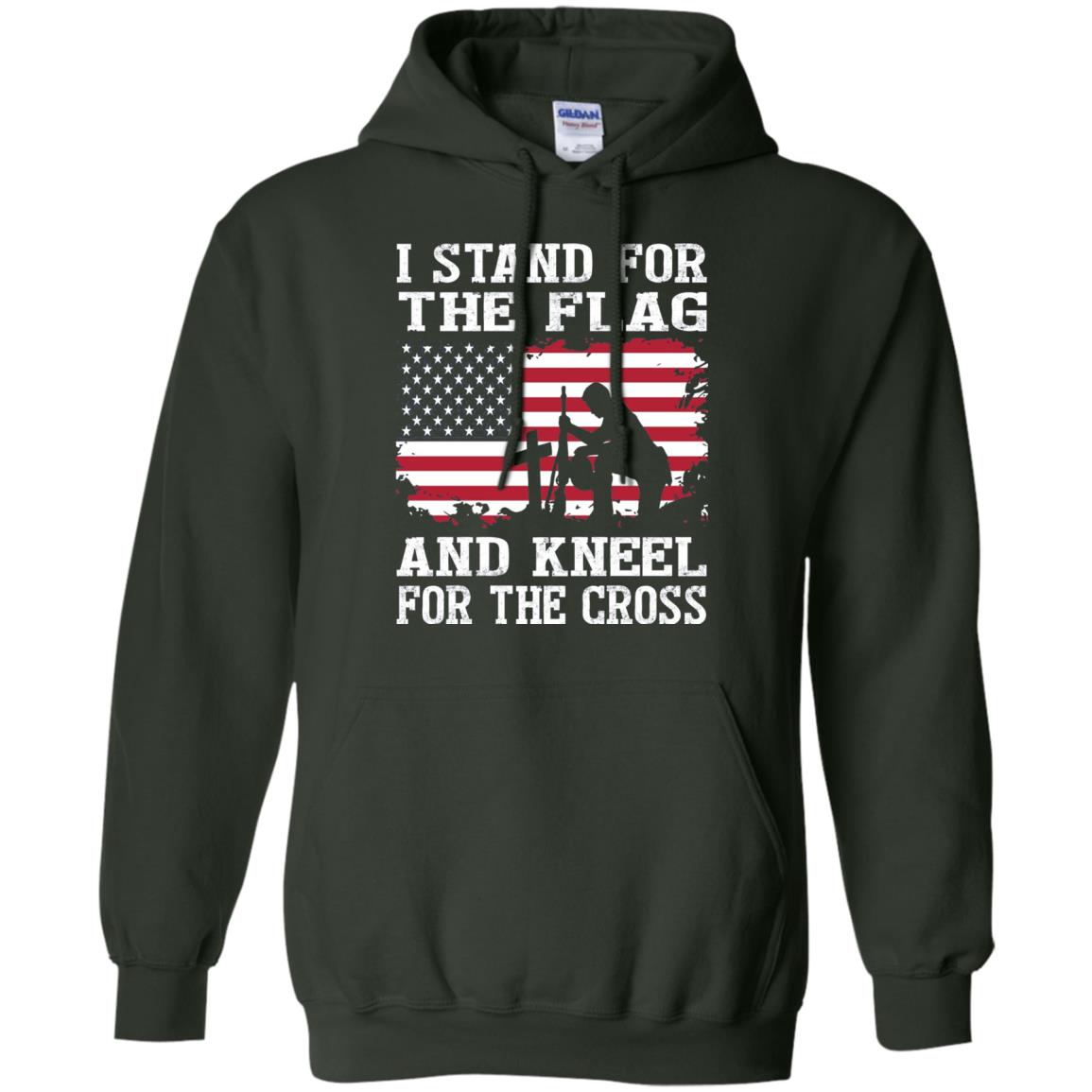 I Stand For The Flag And Kneel For The Cross Military T-shirt Forest Green