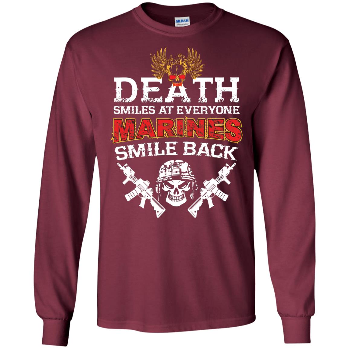 Death Smiles At Everyone Marines Smile Back Shirt Maroon