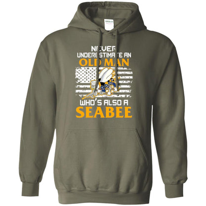 Navy Seabee Veteran T-shirt Never Underestimate An Old Man Military Green