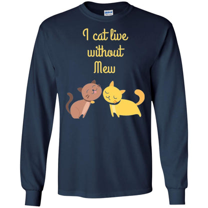 Cat Lover T-shirt I Cat Live Without Mew Navy