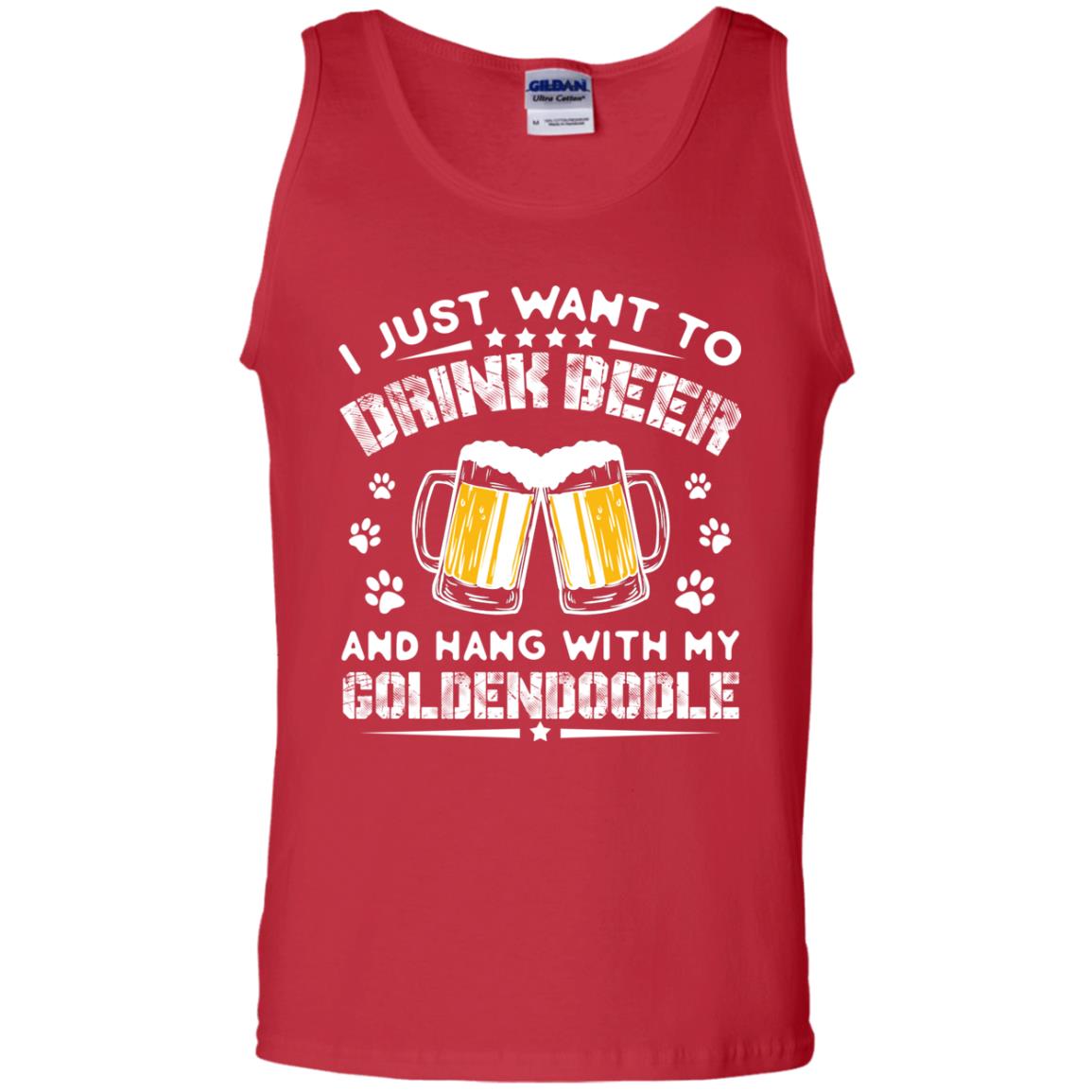 I Just Want To Drink Beer And Hang With My Goldendoodle Shirt Red