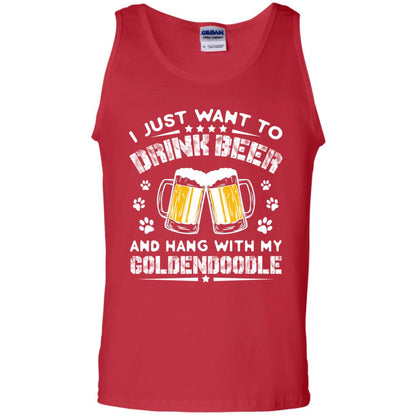 I Just Want To Drink Beer And Hang With My Goldendoodle Shirt Red