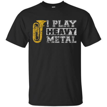 Funny Band Distressed T-shirt I Play Heavy Metal Black
