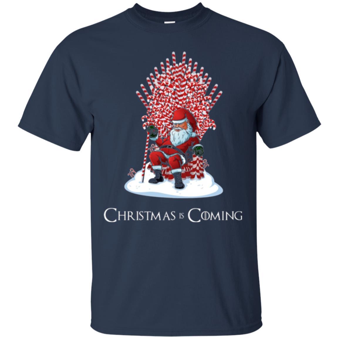 Christmas T-shirt Santa Candy Cane Throne Navy
