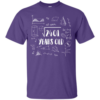 Square Root Of 2401 49th Birthday 49 Years Old Math T-shirt Purple