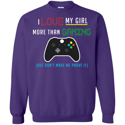 Gamer T-shirt I Love My Girl More Than Gaming Purple