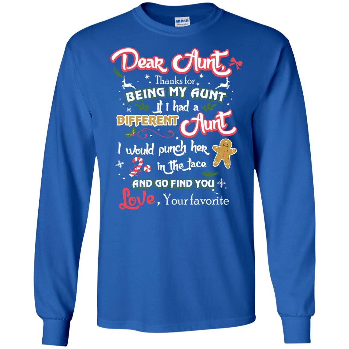 Dear Aunt Thank For Being My Aunt Christmas Holiday T-shirt Royal