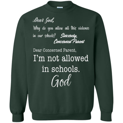 Dear God Why Not Allowed In Schools Christian T-shirt Forest Green