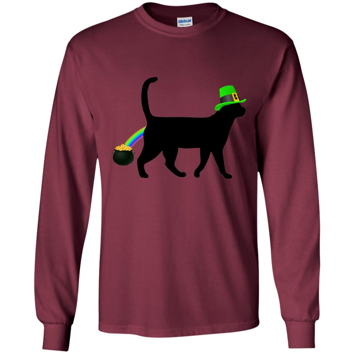 Cat Leprechaun Funny Cat Saint Patrick_s Day T-shirt Maroon