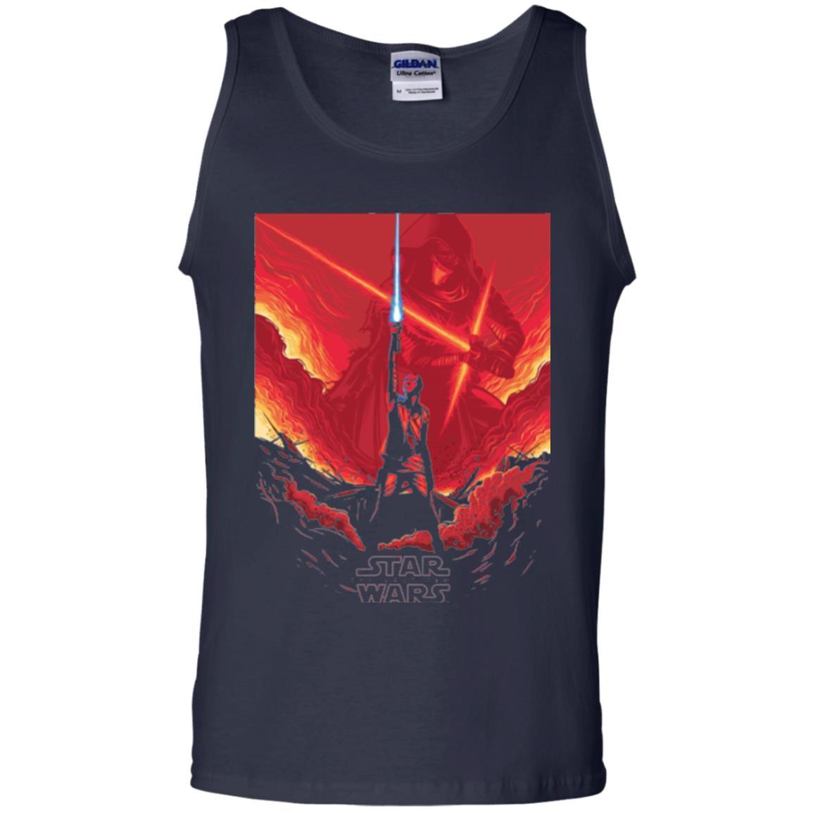 Film T-shirt Star Wars Last Jedi Rey Saber Reach Red Poster Navy