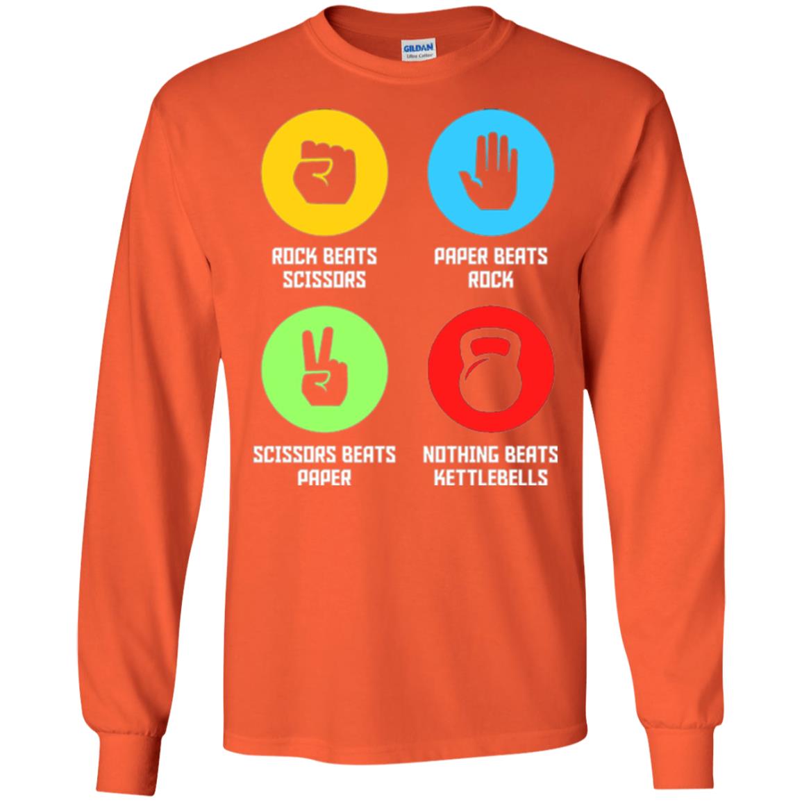 Fitness Gym Sports T-shirt Funny Nothing Beats Kettlebells Orange