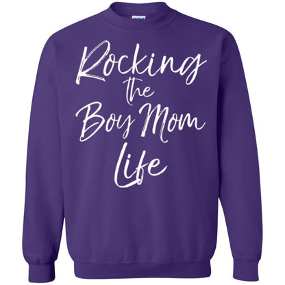 Mom T-shirt Rocking The Boy Mom Life Purple