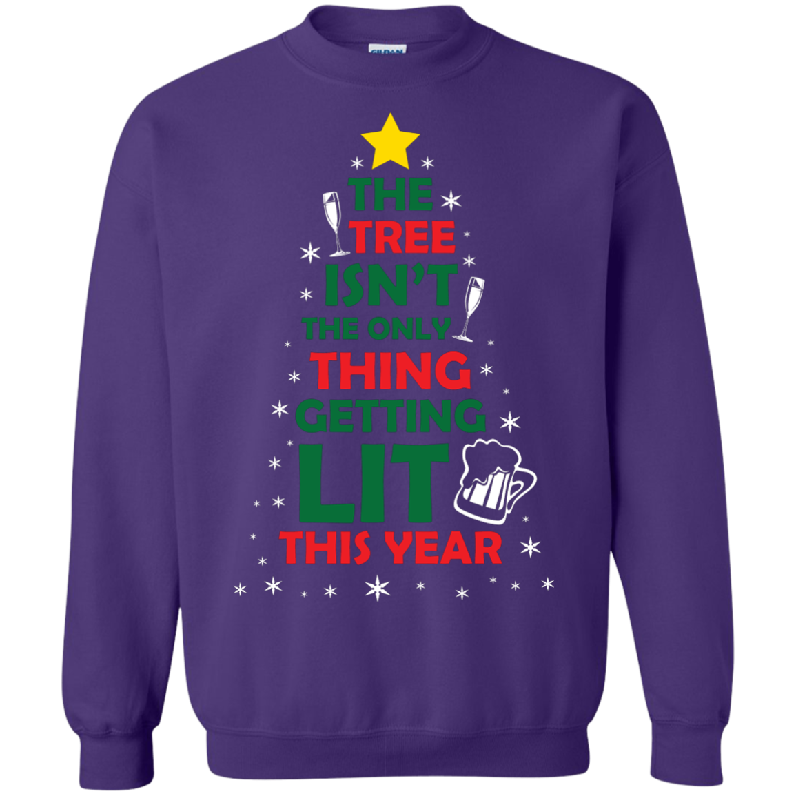 Christmas T-shirt The Tree Isn't The Only Thing Getting Lit This Year Purple