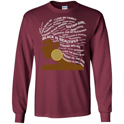 Black Is Beautiful Black History Month Word Art T-shirt Maroon