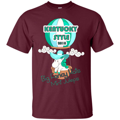 Kentucky Style 2018 Big Fancy Hats Mint Juleps Horse Racing Shirt Maroon