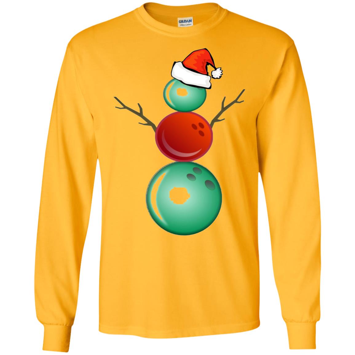 Funny Christmas Shirts Bowling Snowman Gold