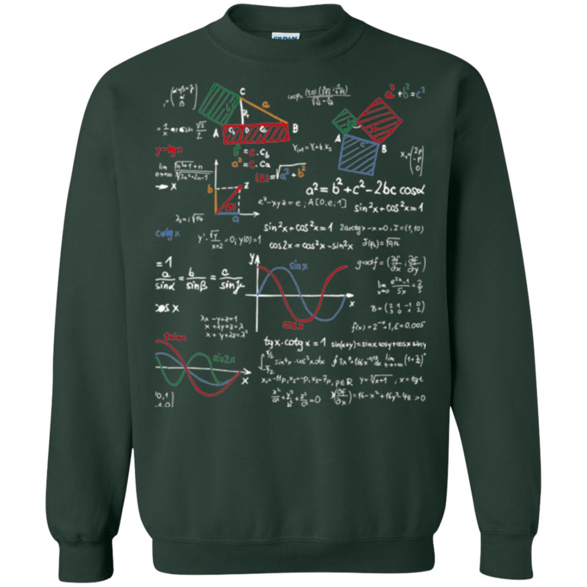Math Lover T-shirt Formulas Cheat Sheet Forest Green