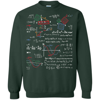 Math Lover T-shirt Formulas Cheat Sheet Forest Green