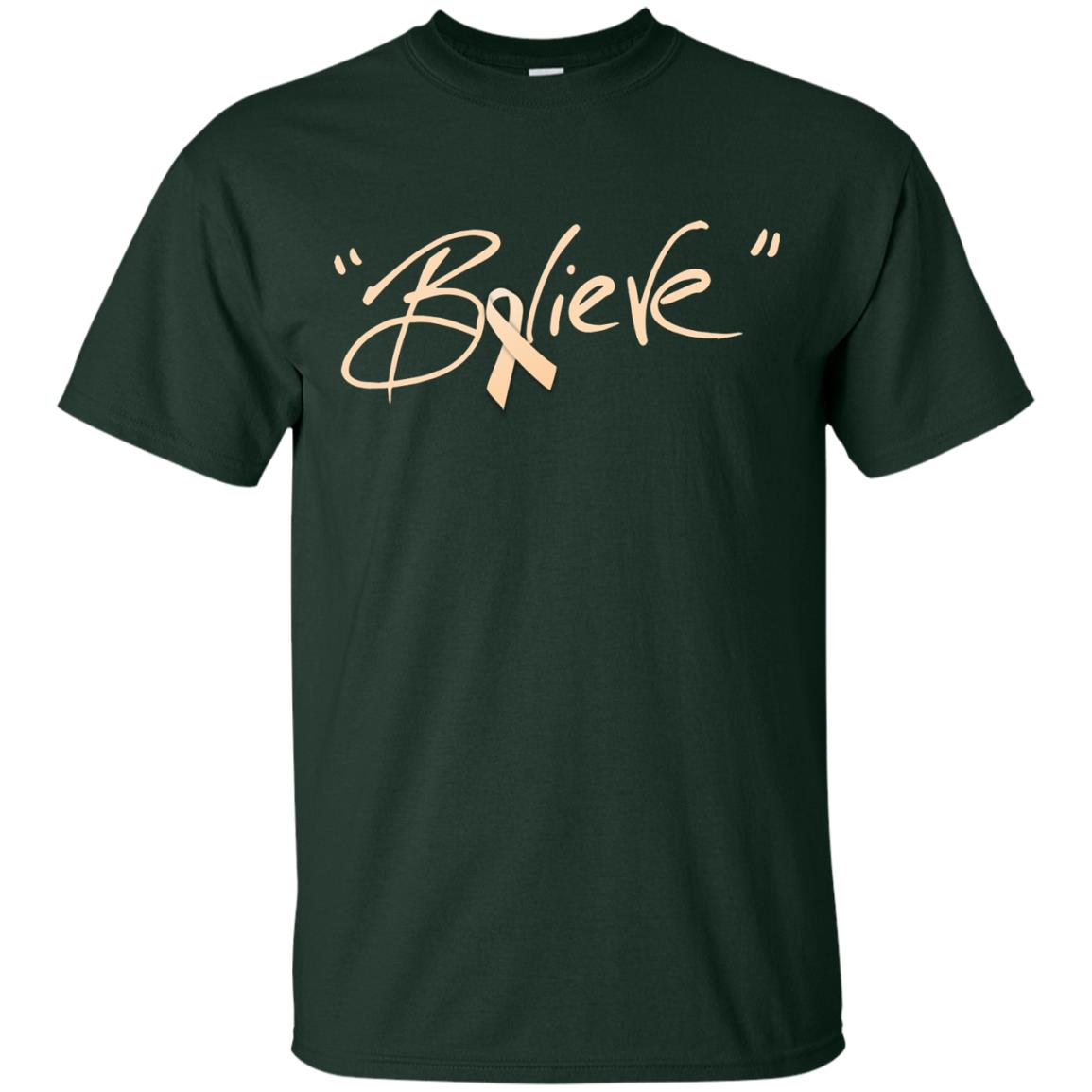 Uterine Cancer Awareness Shirt Peach Ribbon Believe Forest