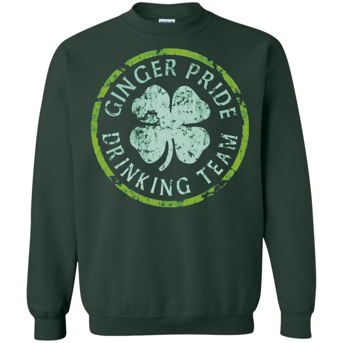 Funny Ginger Pride Drinking Team Irish T-shirt Forest Green