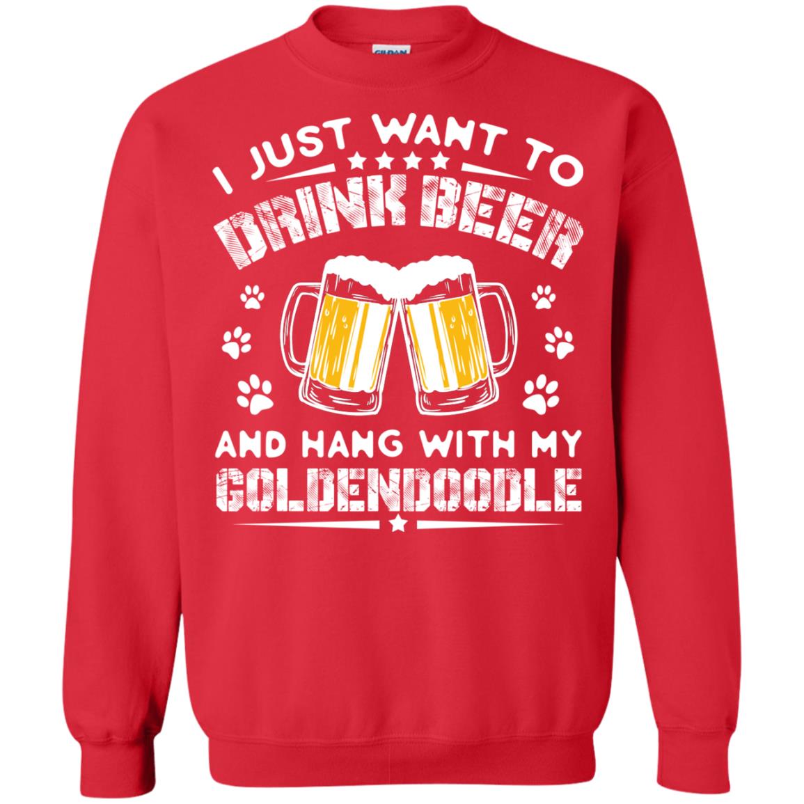 I Just Want To Drink Beer And Hang With My Goldendoodle Shirt Red