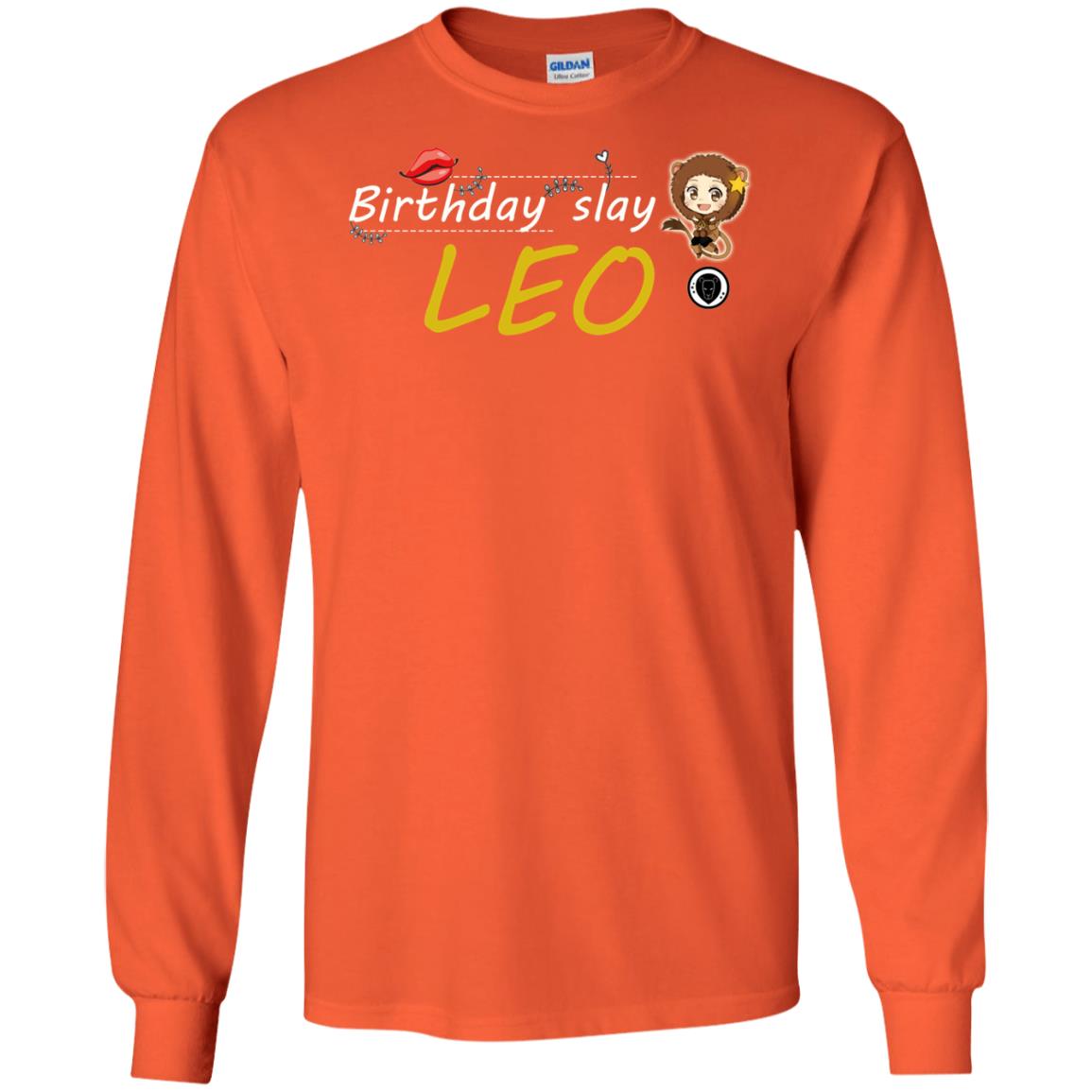 Cute Leo Girl Birthday Lip Slay T-shirt Orange