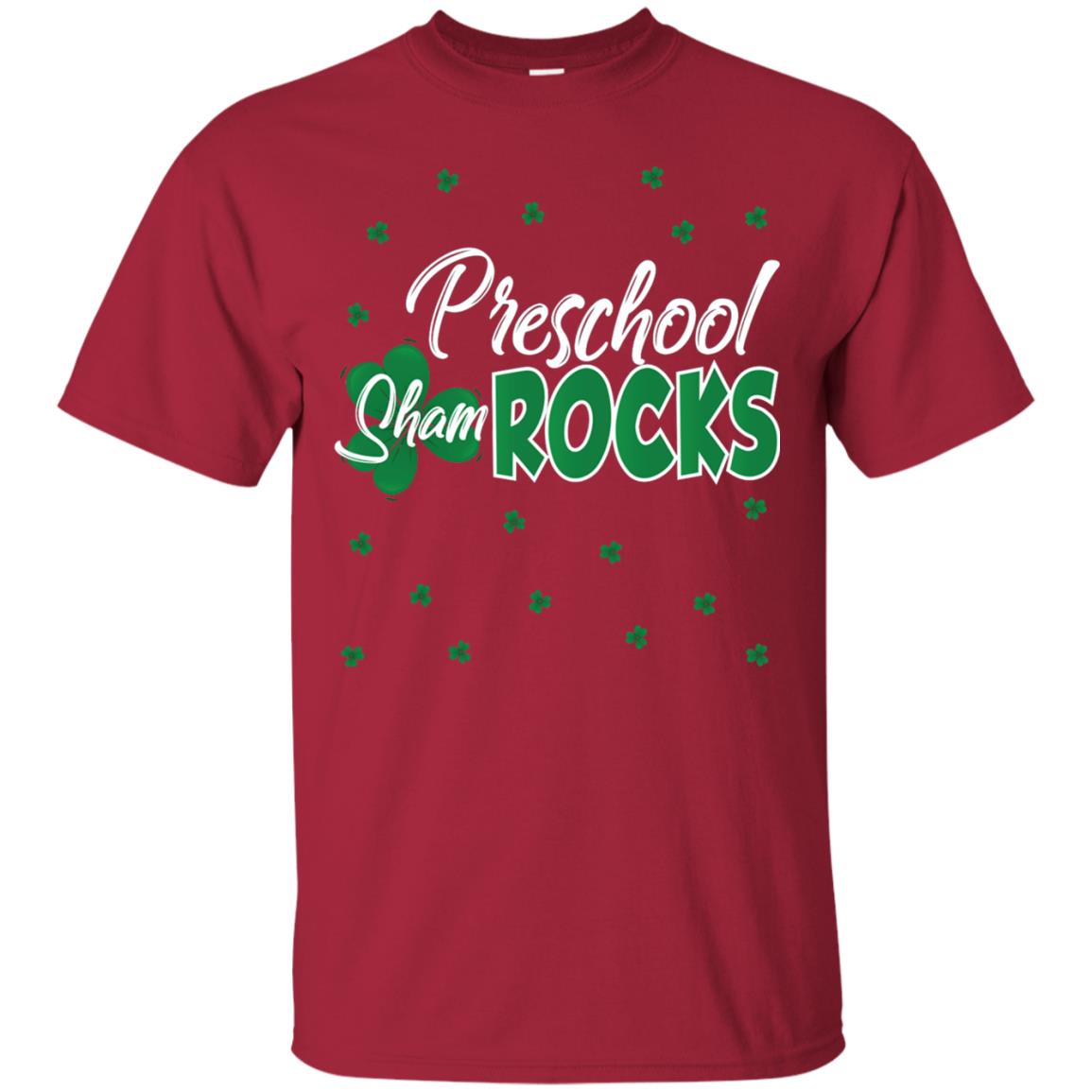 Preschool Shamrocks St. Patrick_s Day School T-shirt Cardinal