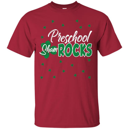 Preschool Shamrocks St. Patrick_s Day School T-shirt Cardinal