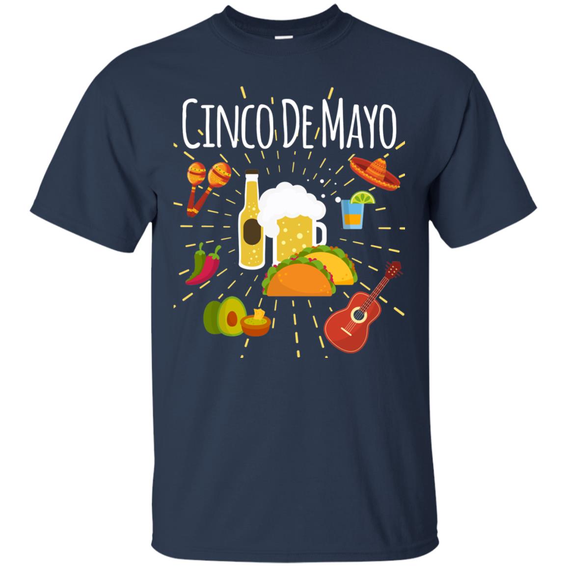 Cinco De Mayo Beer Tacos Guitar Mexico Shirt Navy