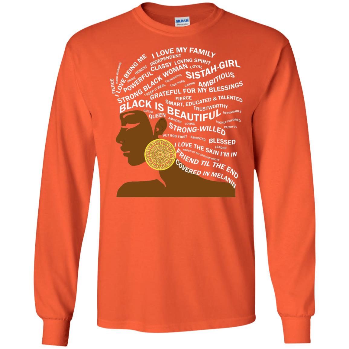 Black Is Beautiful Black History Month Word Art T-shirt Orange