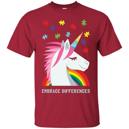 Autism Awareness Shirt Unicorn Puzzle Embrace Differences Cardinal